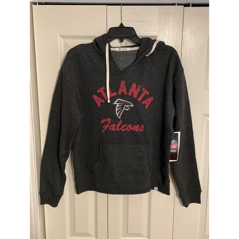 47 Brand Atlanta Falcons NFL Hoodie Charcoal Heather Gray Fleece Sweatshirt M